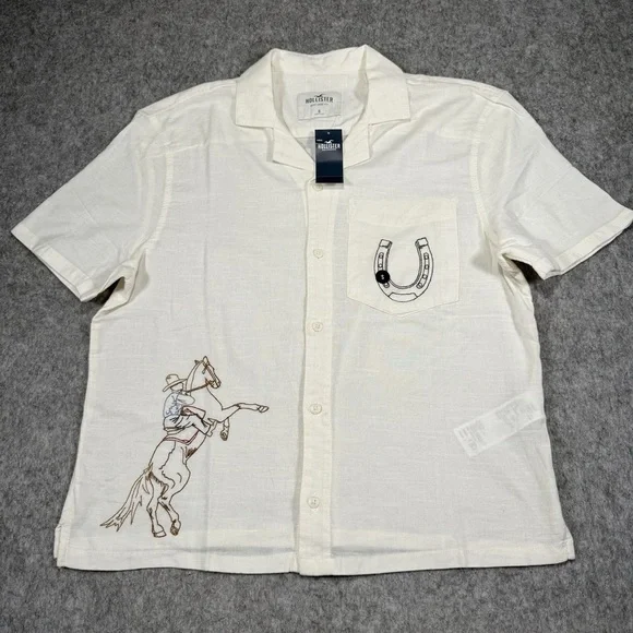 Hollister Short Sleeve Western Casual Button-Down Shirt - Picture 3 of 4